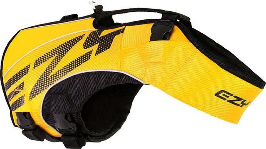EzyDog DFD X2 Boost hondenzwemvest EzyDog DFD X2 Boost — ergonomisch hondenzwemvest in geel.